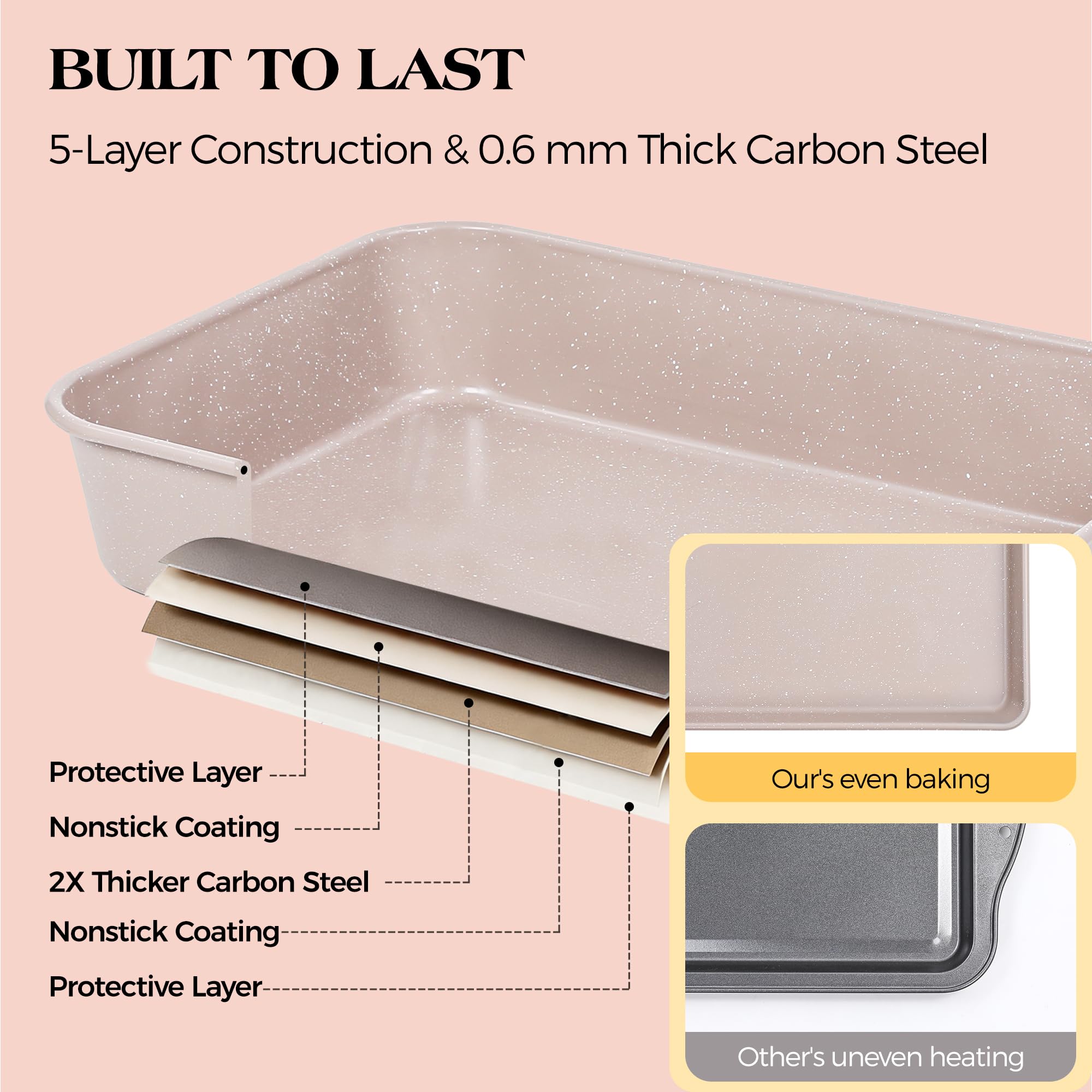 AOTASO round cake pan 8x8 helps bake uniform layers.