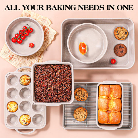 AOTASO round cake pan 8x8 supports even rise and release.