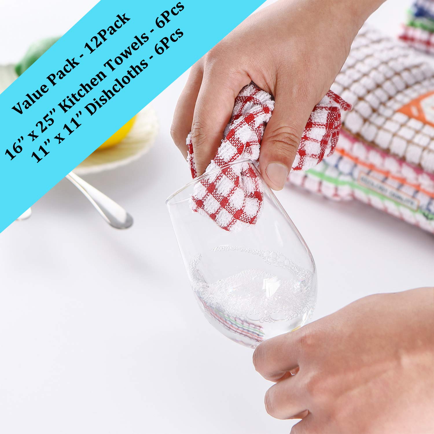 AOTBAT cotton dishcloths in use on countertops for quick wipe-downs
