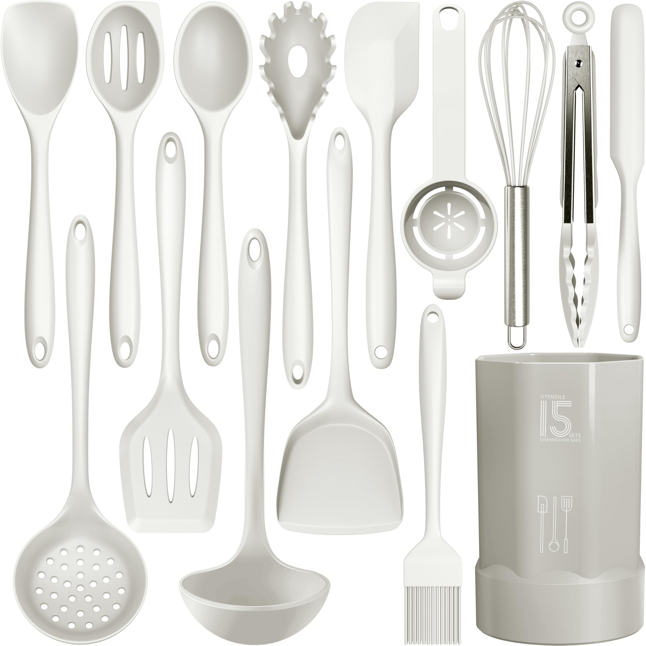 AOTHOD silicone cooking utensils set collection for nonstick cookware protection and easy stirring.