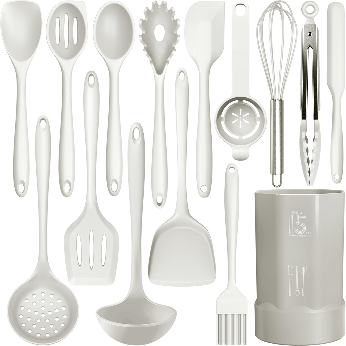 AOTHOD silicone cooking utensils set collection for nonstick cookware protection and easy stirring.