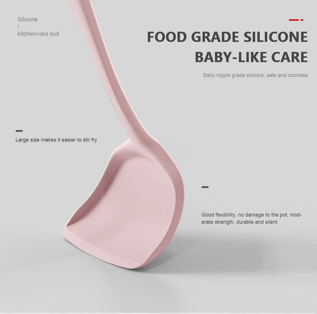 AOTHOD silicone ladle in pink, perfect for soups and stews.