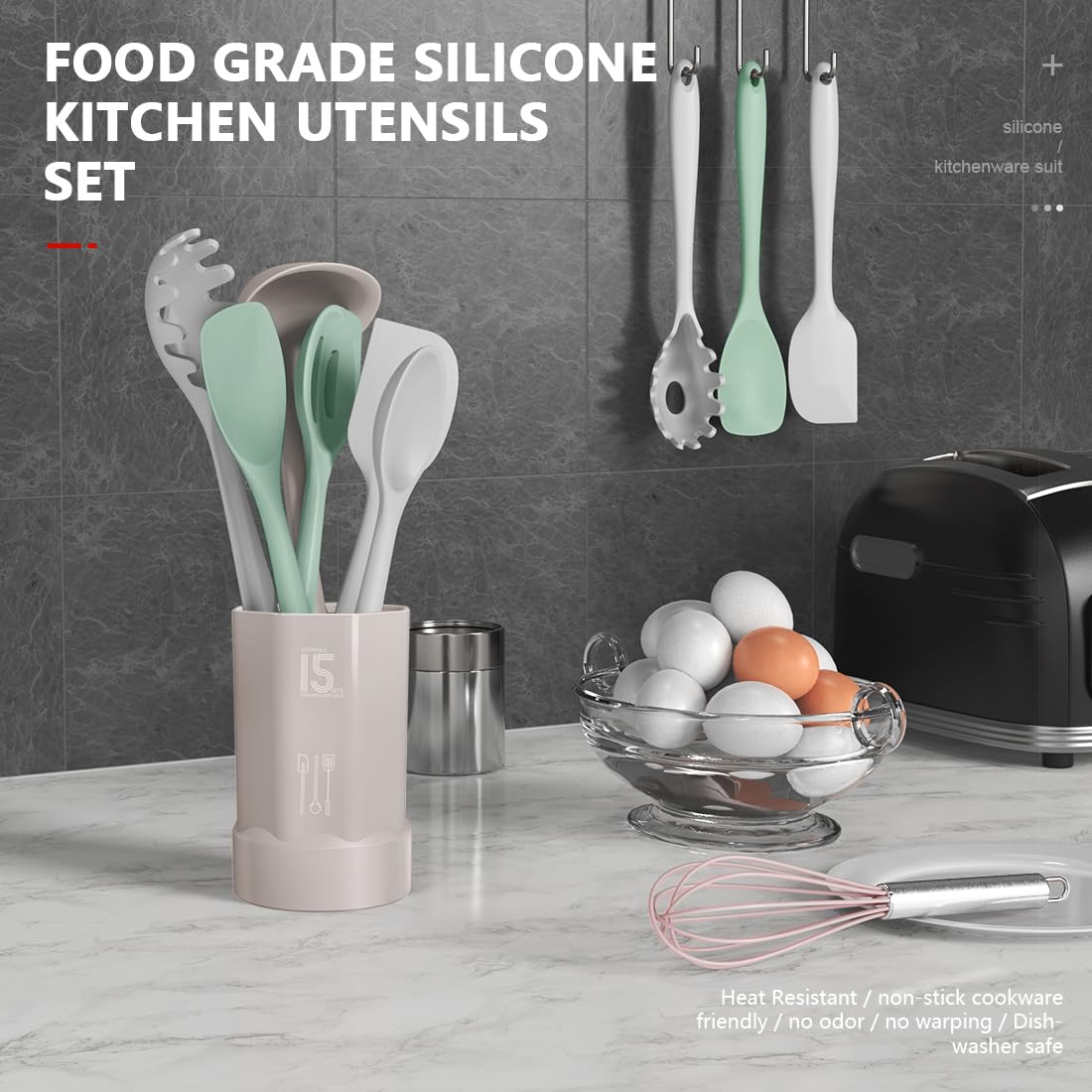 AOTHOD silicone spatula and turner perfect for nonstick pans, preventing scratches.