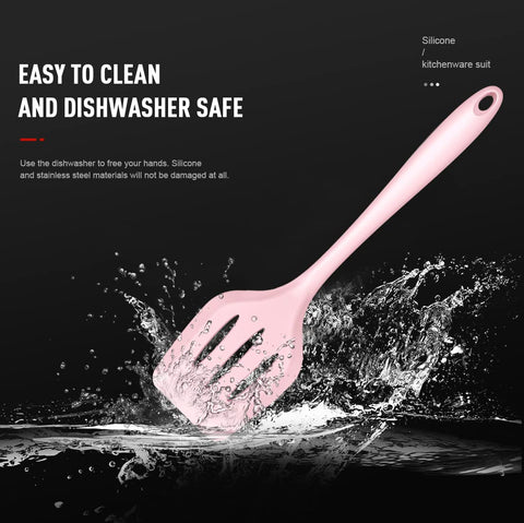AOTHOD silicone tongs in pink for grabbing and turning.