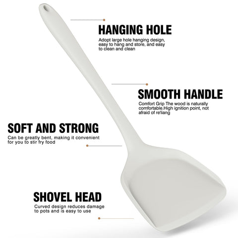 AOTHOD silicone turner features heat-resistant handle for safe flipping.
