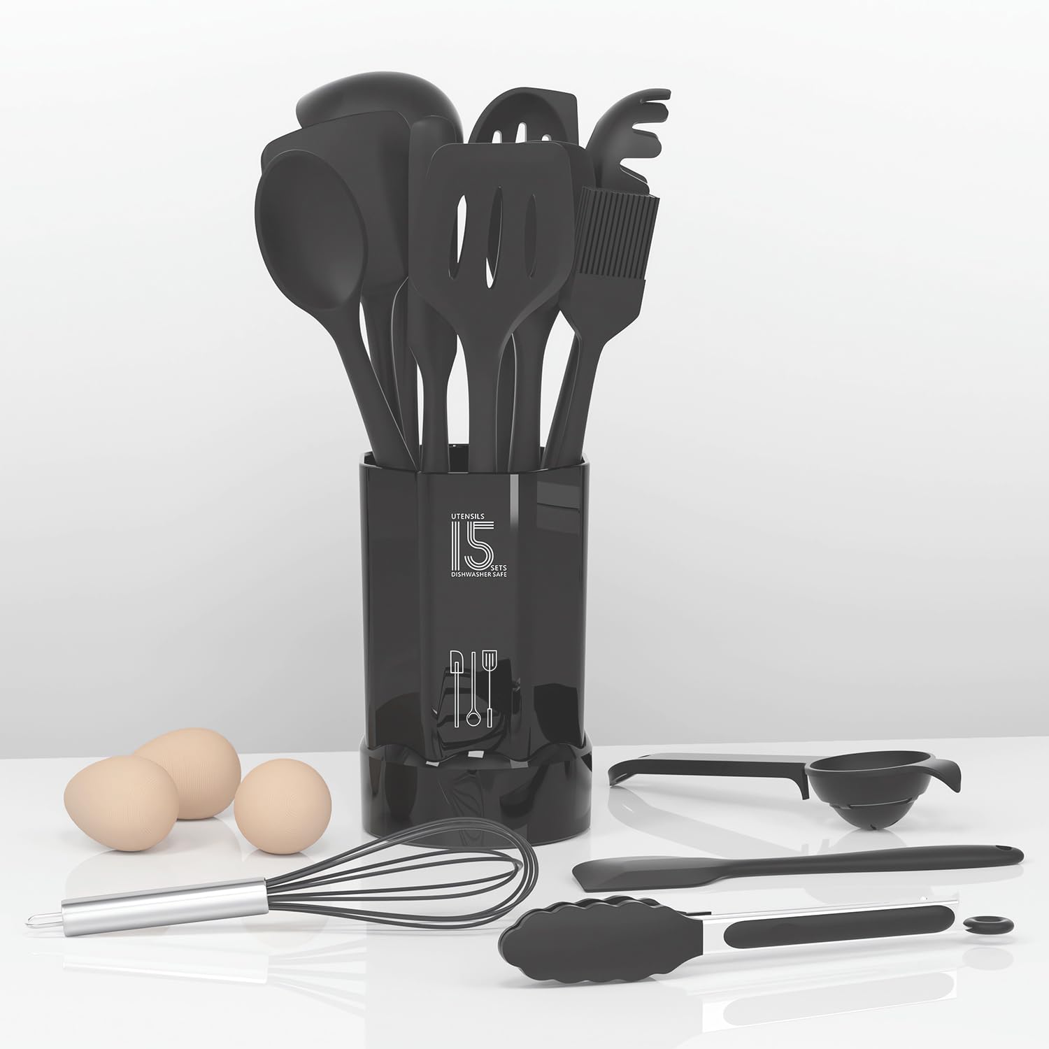 AOTHOD silicone slotted spoon draining liquids without scratches