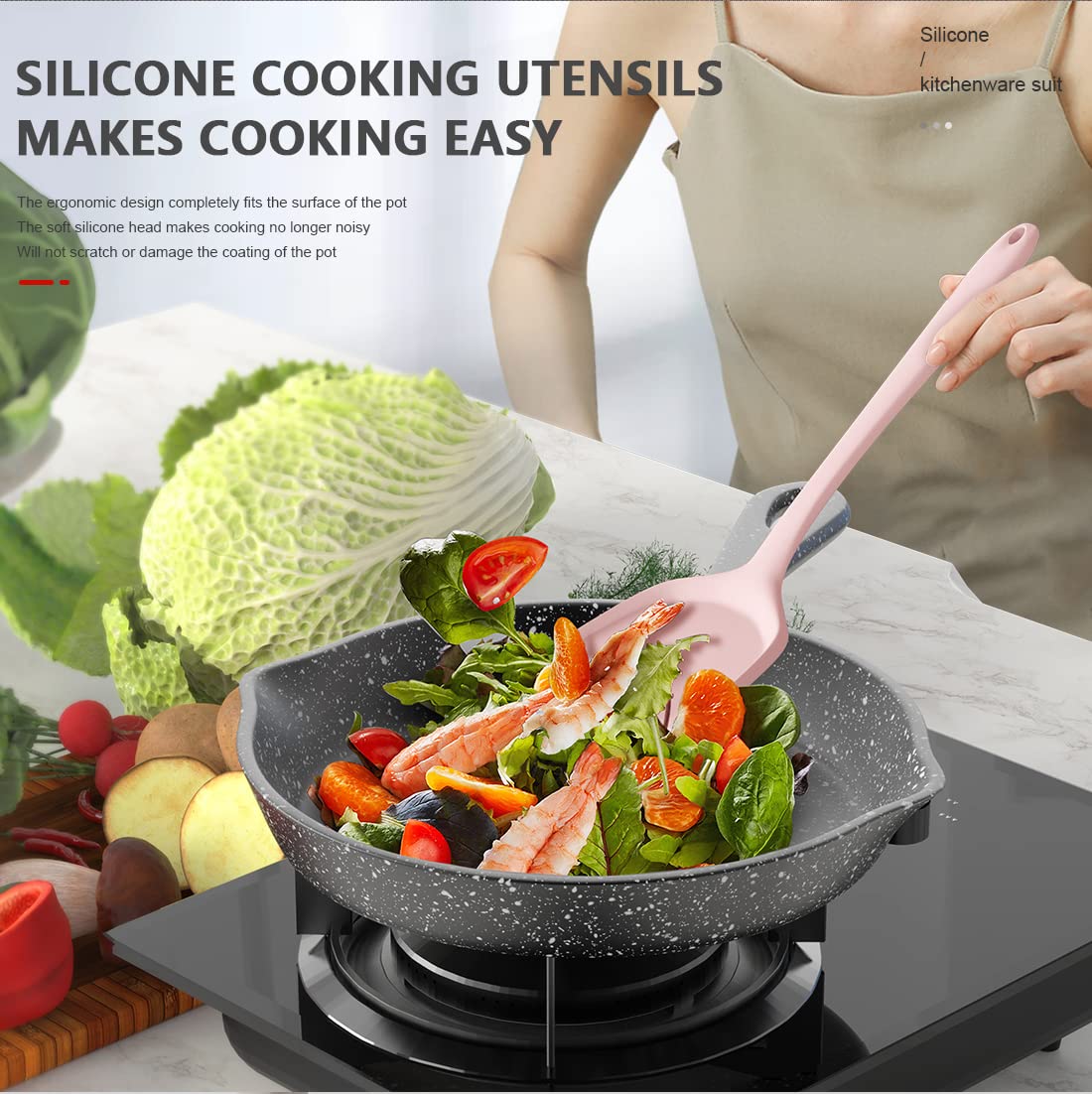 AOTHOD utensils holder in pink to organize your tools.