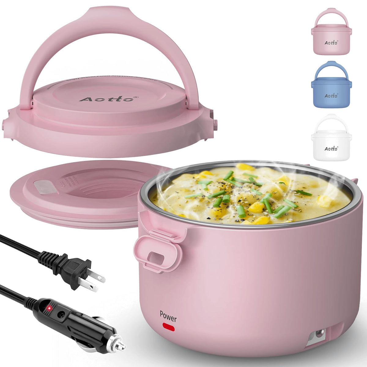 Aotto electric lunch box 32oz container keeps meals hot at work.