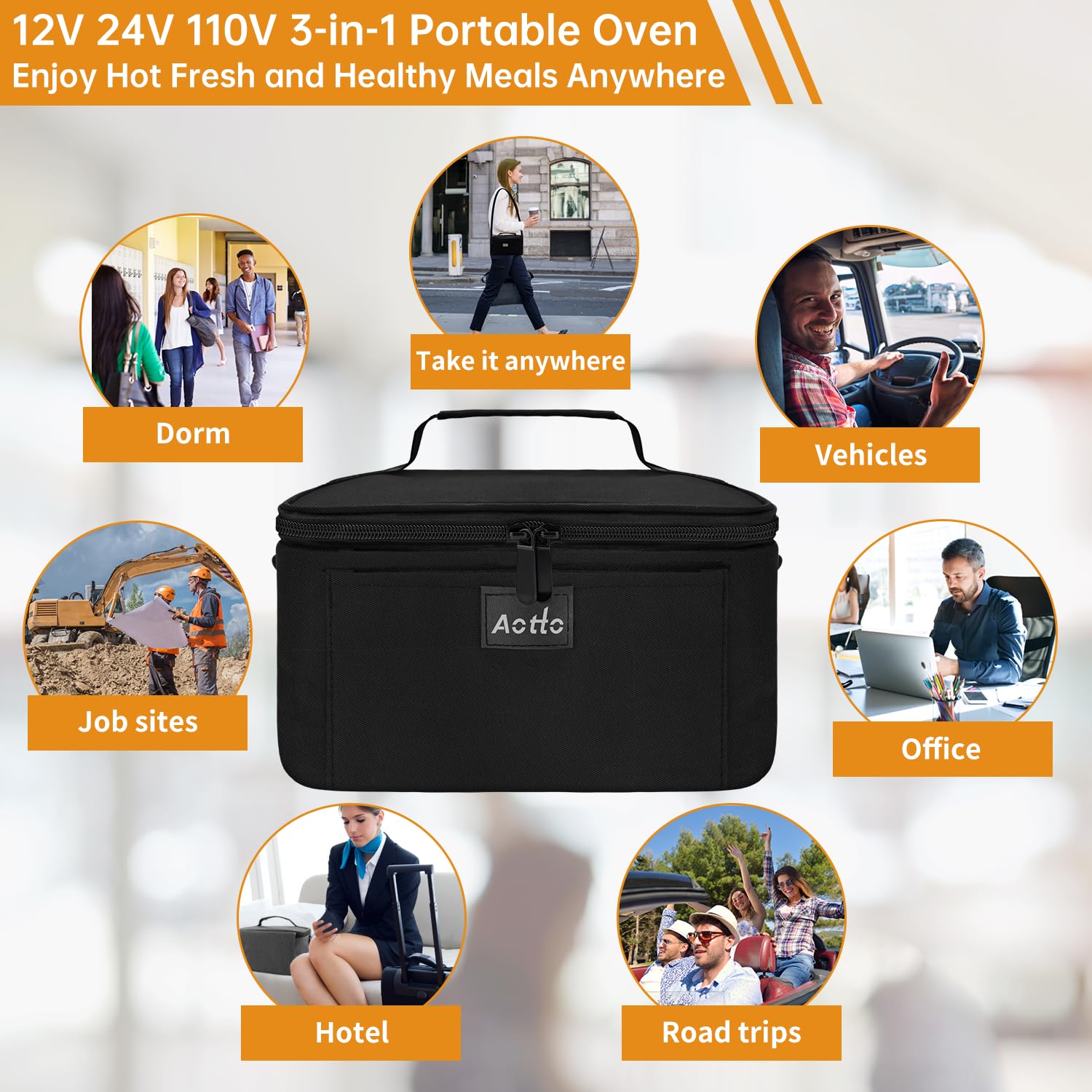 Aotto portable oven closed lid showcases compact mess-free transport.