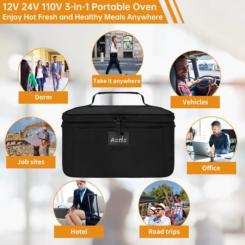 Aotto portable oven closed lid showcases compact mess-free transport.