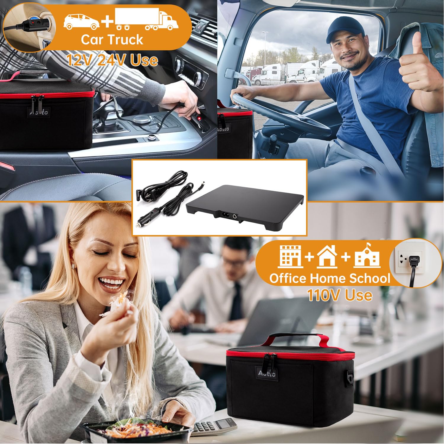 Aotto portable oven interior shows meal ready to reheat evenly.