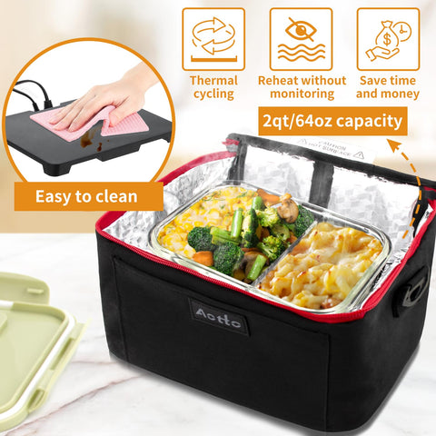 Aotto portable oven connected to a vehicle power source.