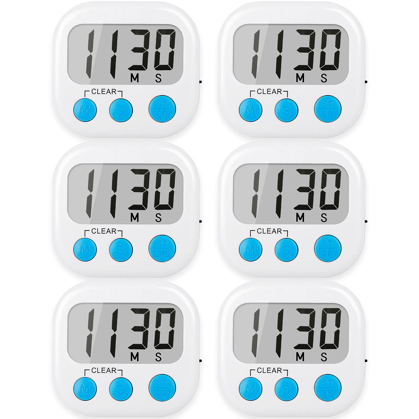 AOUCE 6-pack digital kitchen timers for precise cooking and multitasking.