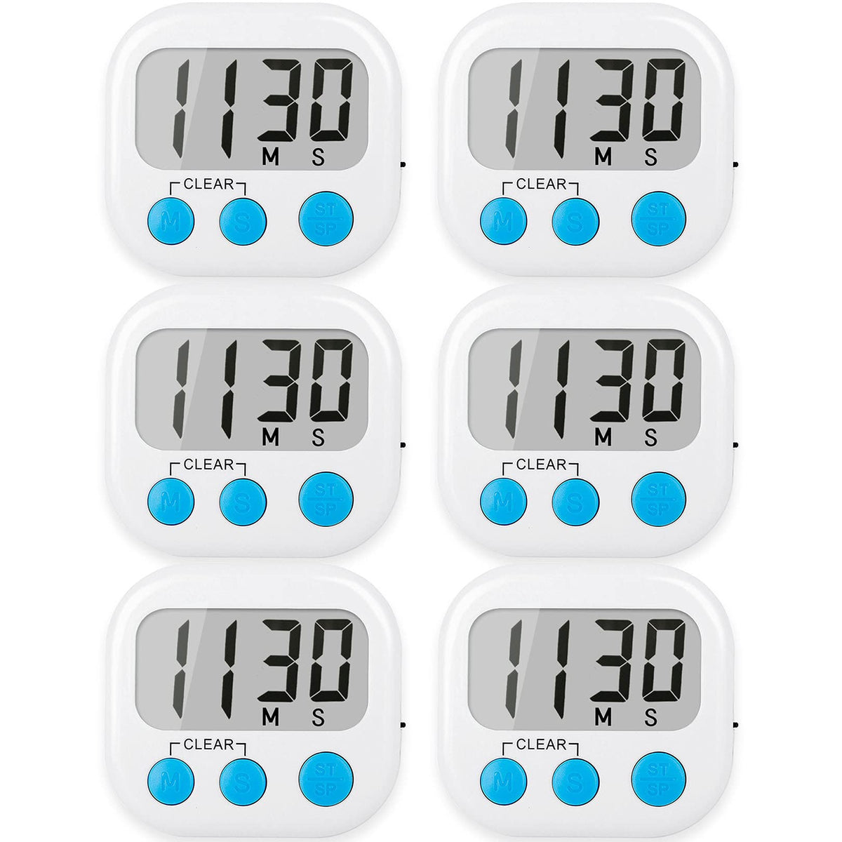 AOUCE 6-pack digital kitchen timers for precise cooking and multitasking.