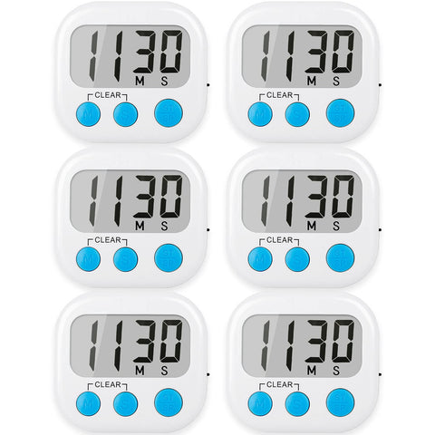 AOUCE 6-pack digital kitchen timers for precise cooking and multitasking.