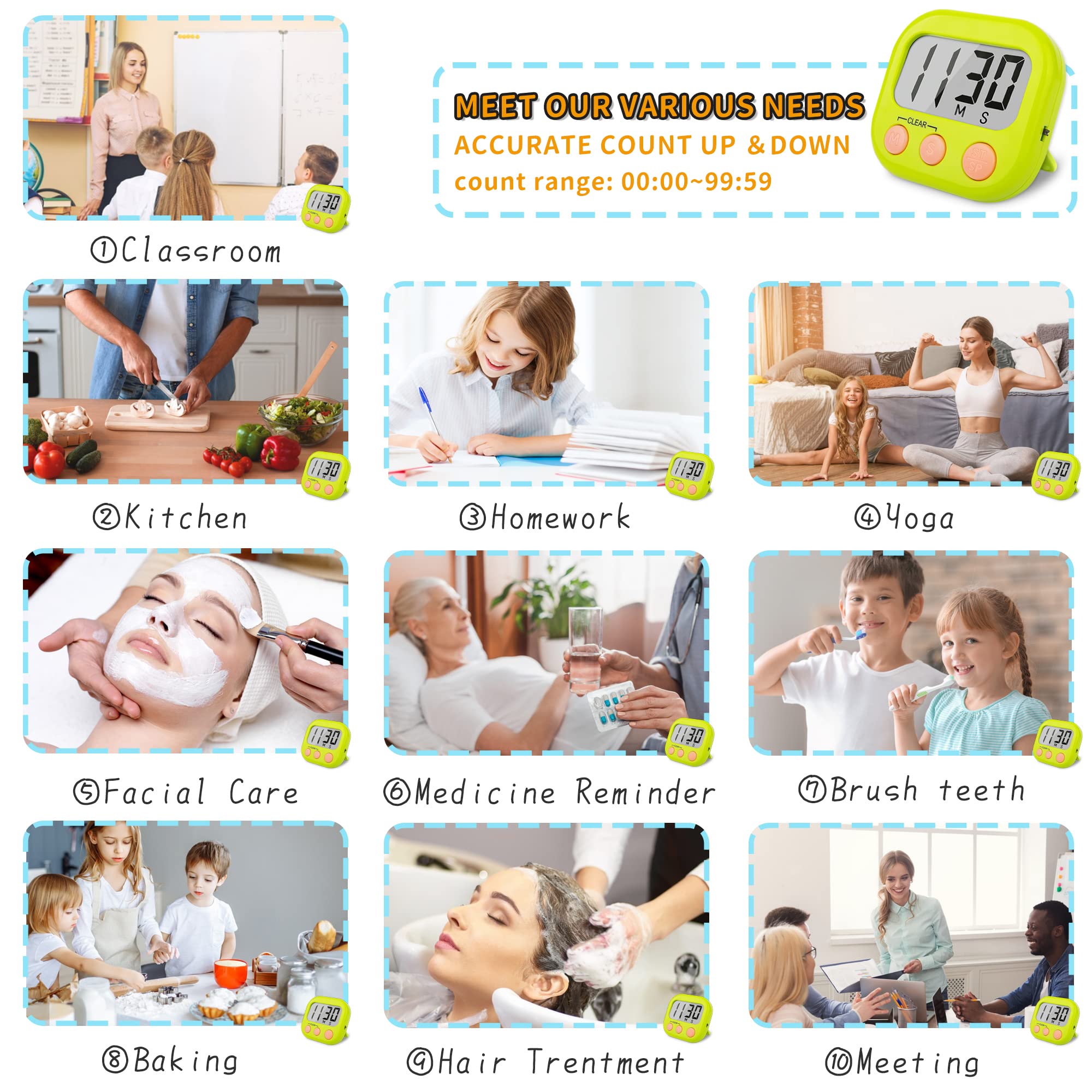 AOUCE green timer with retractable stand suitable for group activities