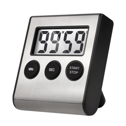 AOUVES digital kitchen timer with strong magnetic back for clutter-free counters.