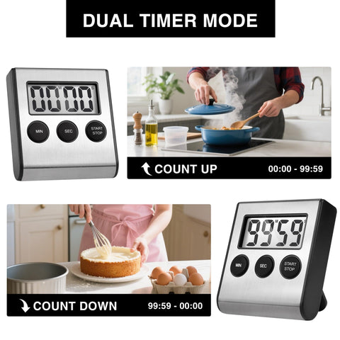 AOUVES timer with foldable bracket for flexible placement on appliances.