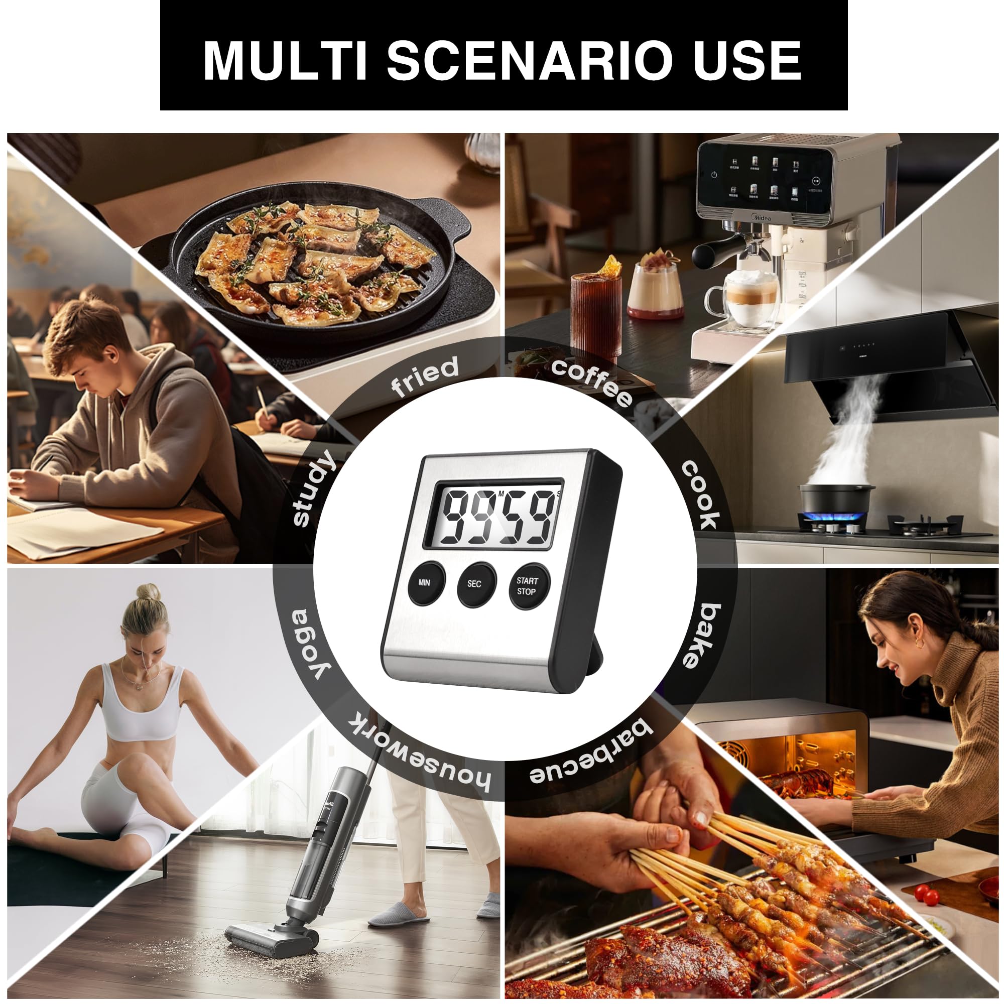 AOUVES versatile timer ideal for baking, tea, eggs, and workouts.