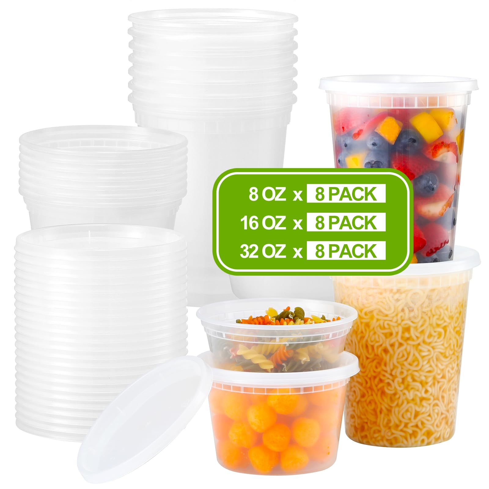 AOZITA 24-set deli containers variety pack for organized fridge storage.
