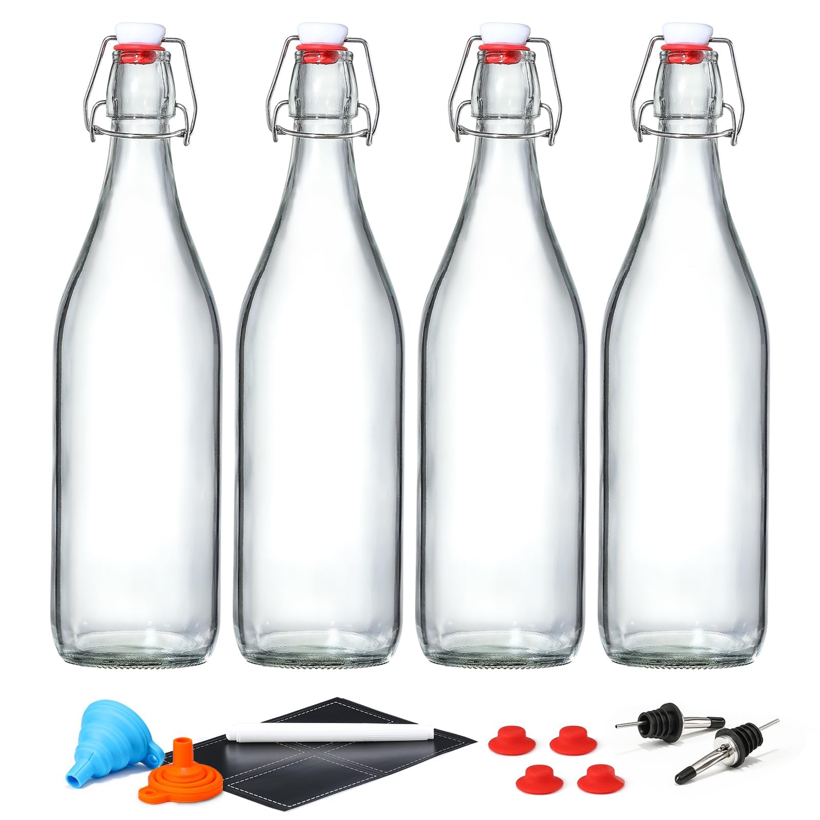 AOZITA 4-pack swing-top bottles with airtight lids for fermentation and storage.