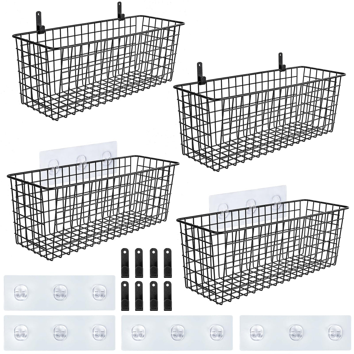 AOZITA 4-piece extra-large wall baskets for organized pantry storage.