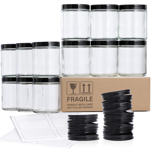 AOZITA 8oz clear glass jar for storage and candle making