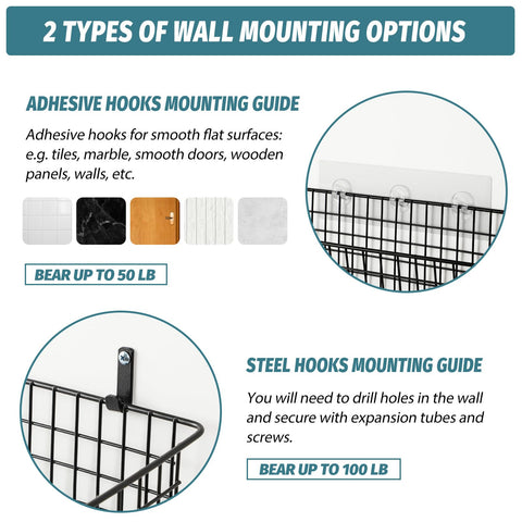 AOZITA adhesive-hook mounting option ideal for smooth surfaces.