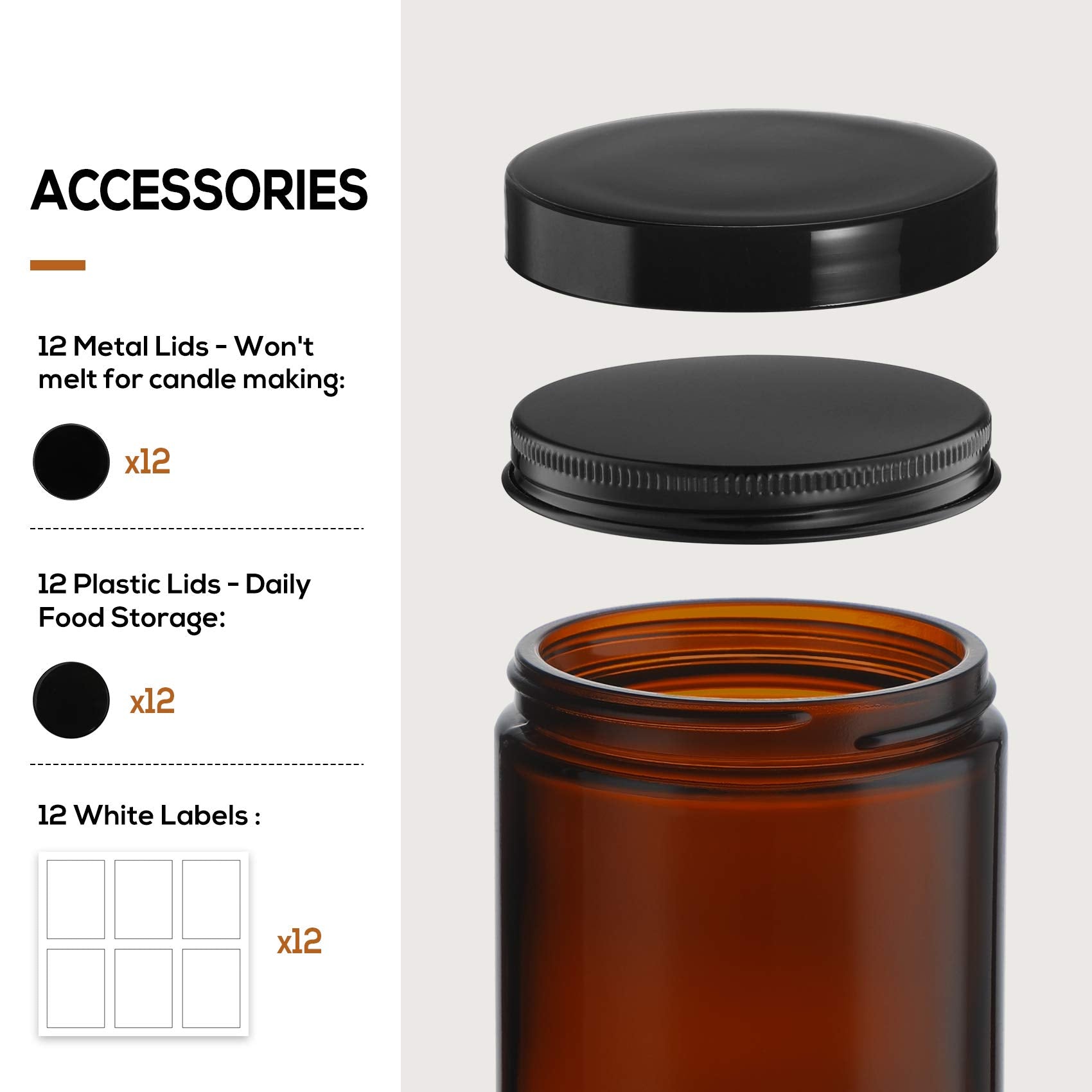 AOZITA amber glass jar with plastic lid for regular storage and travel