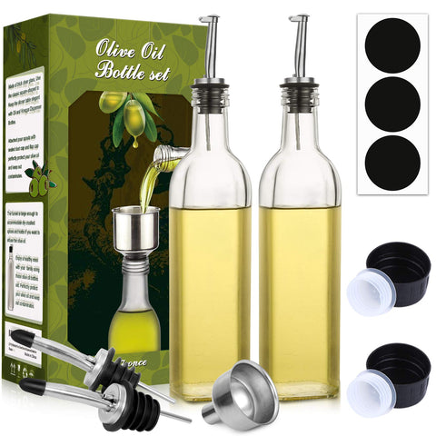 AOZITA glass bottle with pour spout for controlled oil dispensing