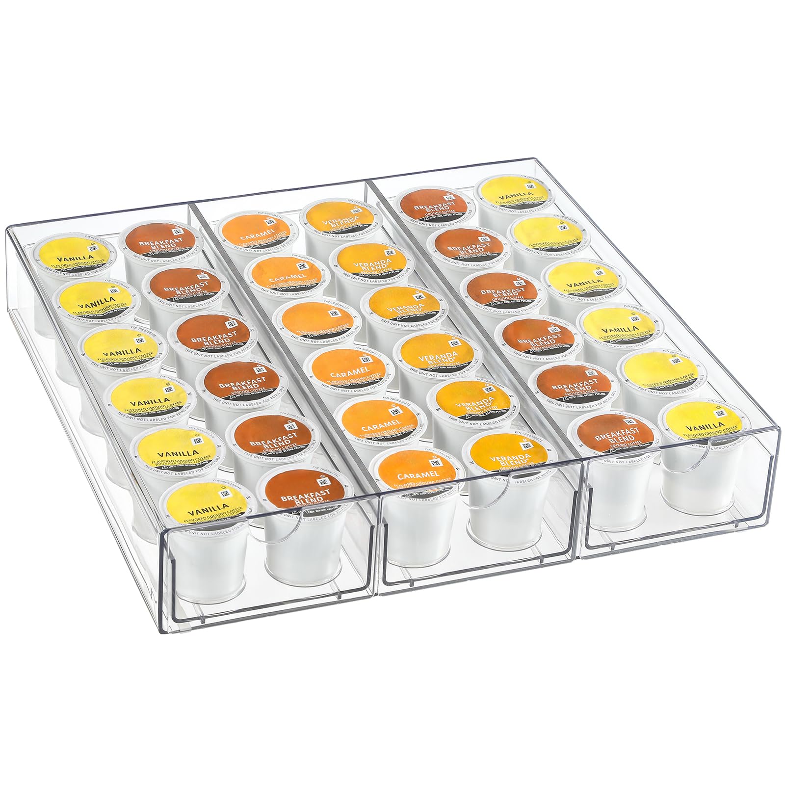 AOZITA clear acrylic 36-pod K-Cup organizer shows pods at a glance.