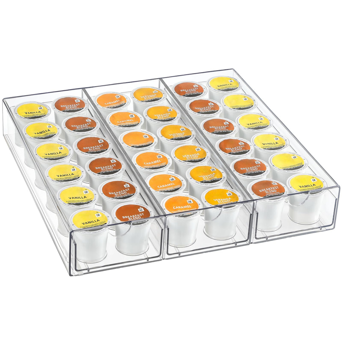 AOZITA clear acrylic 36-pod K-Cup organizer shows pods at a glance.