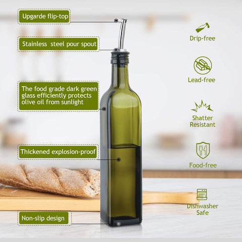 AOZITA dark green glass bottle protects oil from light, extending freshness.