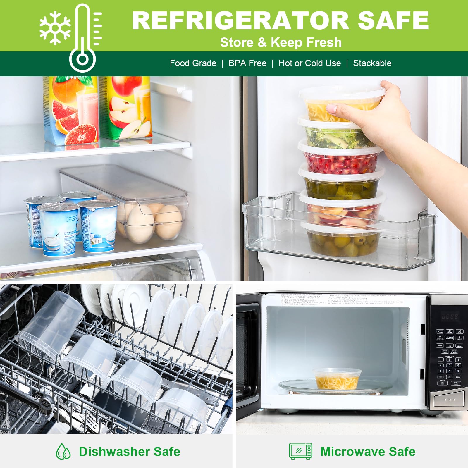 AOZITA dishwasher-safe plastic storage for easy cleanup.