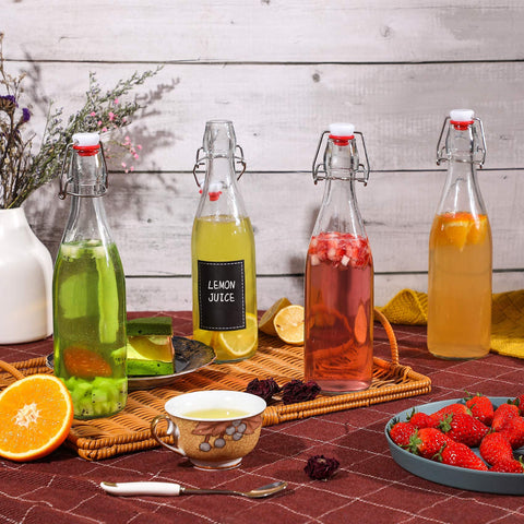 AOZITA glass storage bottles suitable for syrups, juices, and carbonated drinks