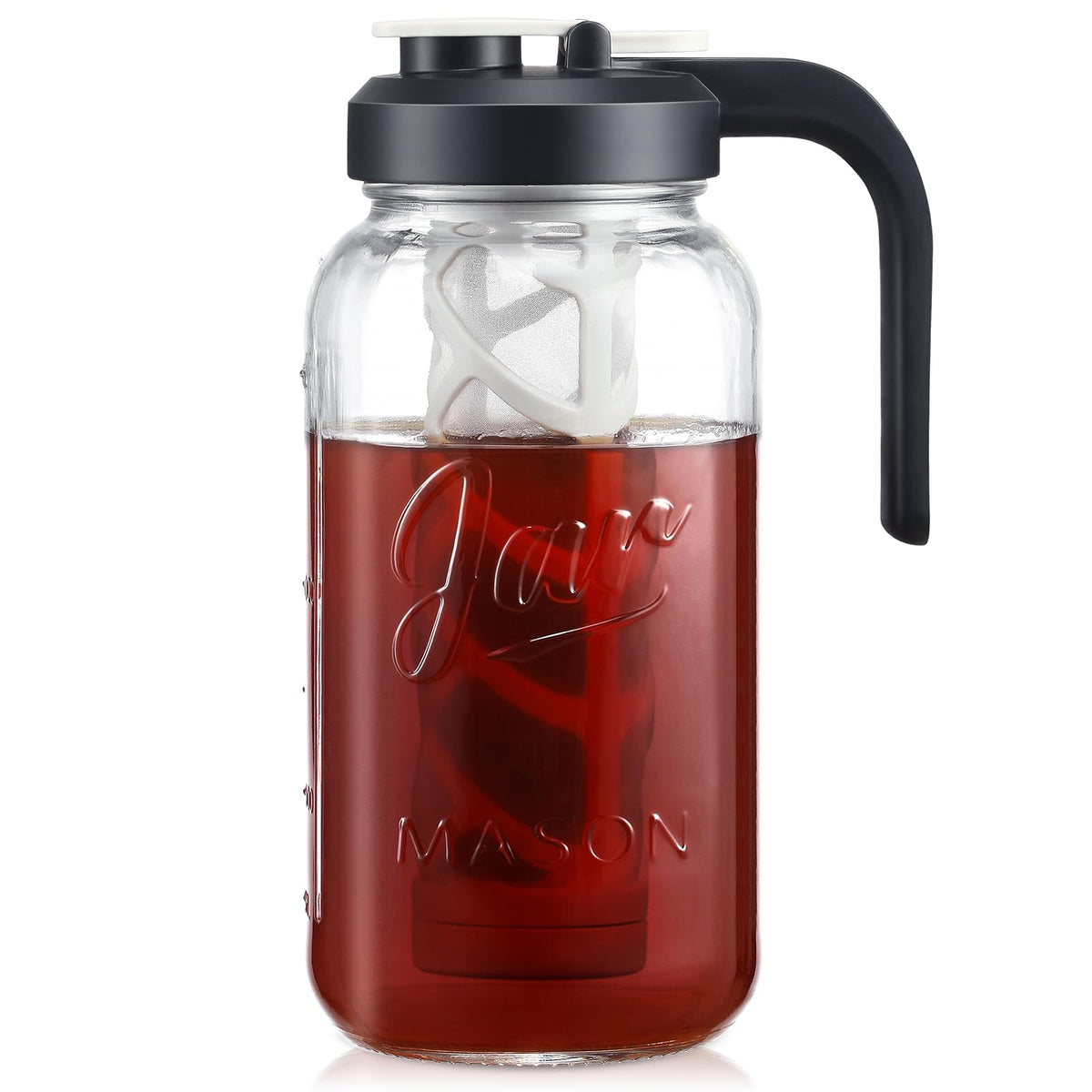 AOZITA iced tea maker pitcher with infuser shows clear glass for fresh tea and easy monitoring