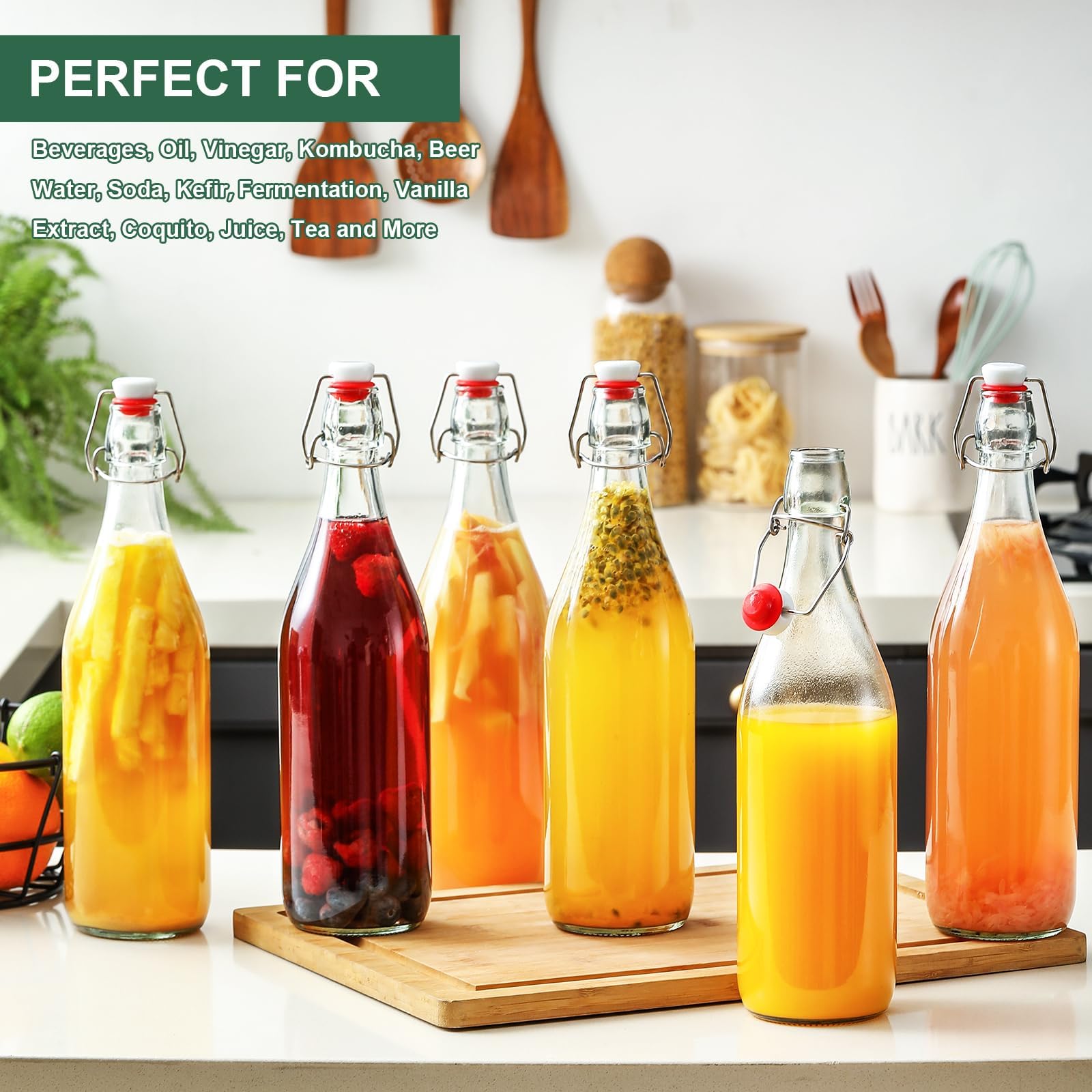 AOZITA includes labels, funnels, and caps for organized kitchen brewing.