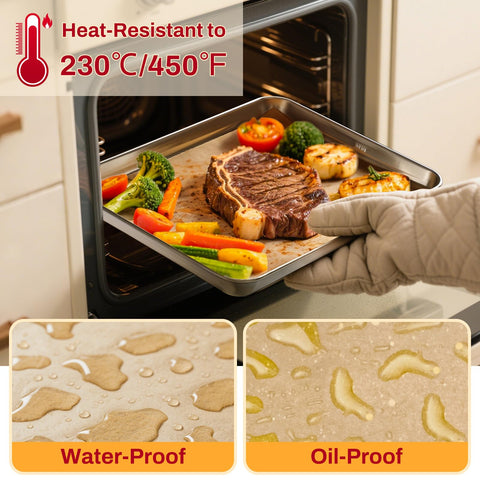 AOZITA oven-safe parchment up to 450°F for baking and air frying