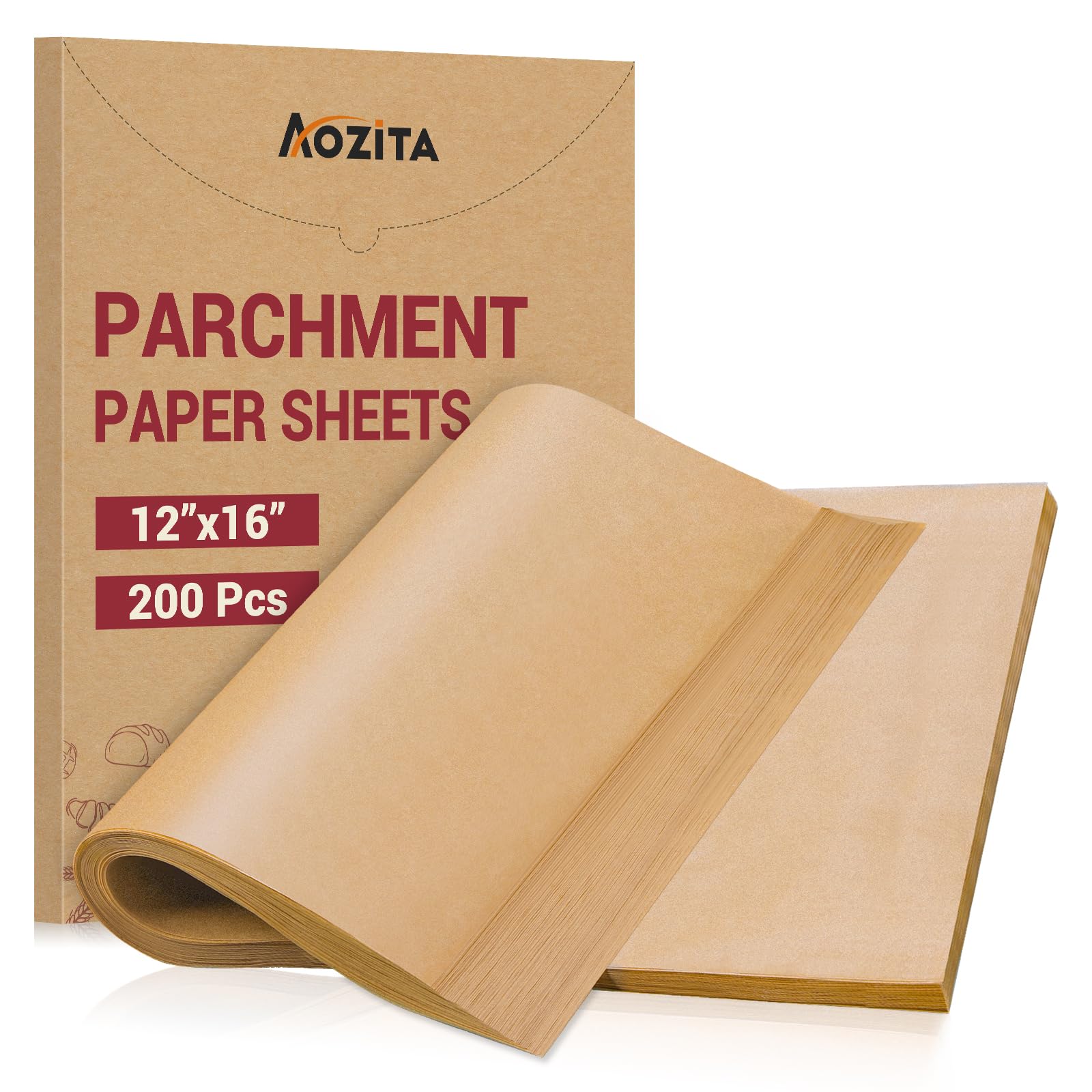 AOZITA parchment paper 12x16 sheets, non-stick for effortless cookie release