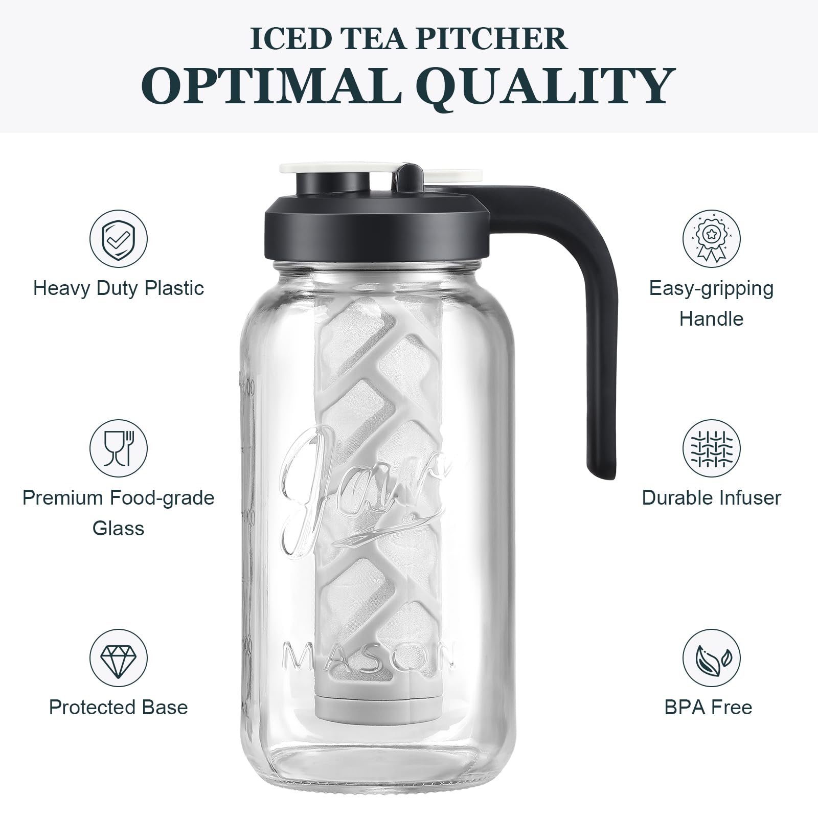 AOZITA leak-proof pitcher with hinged cap ensures smooth pours and transport