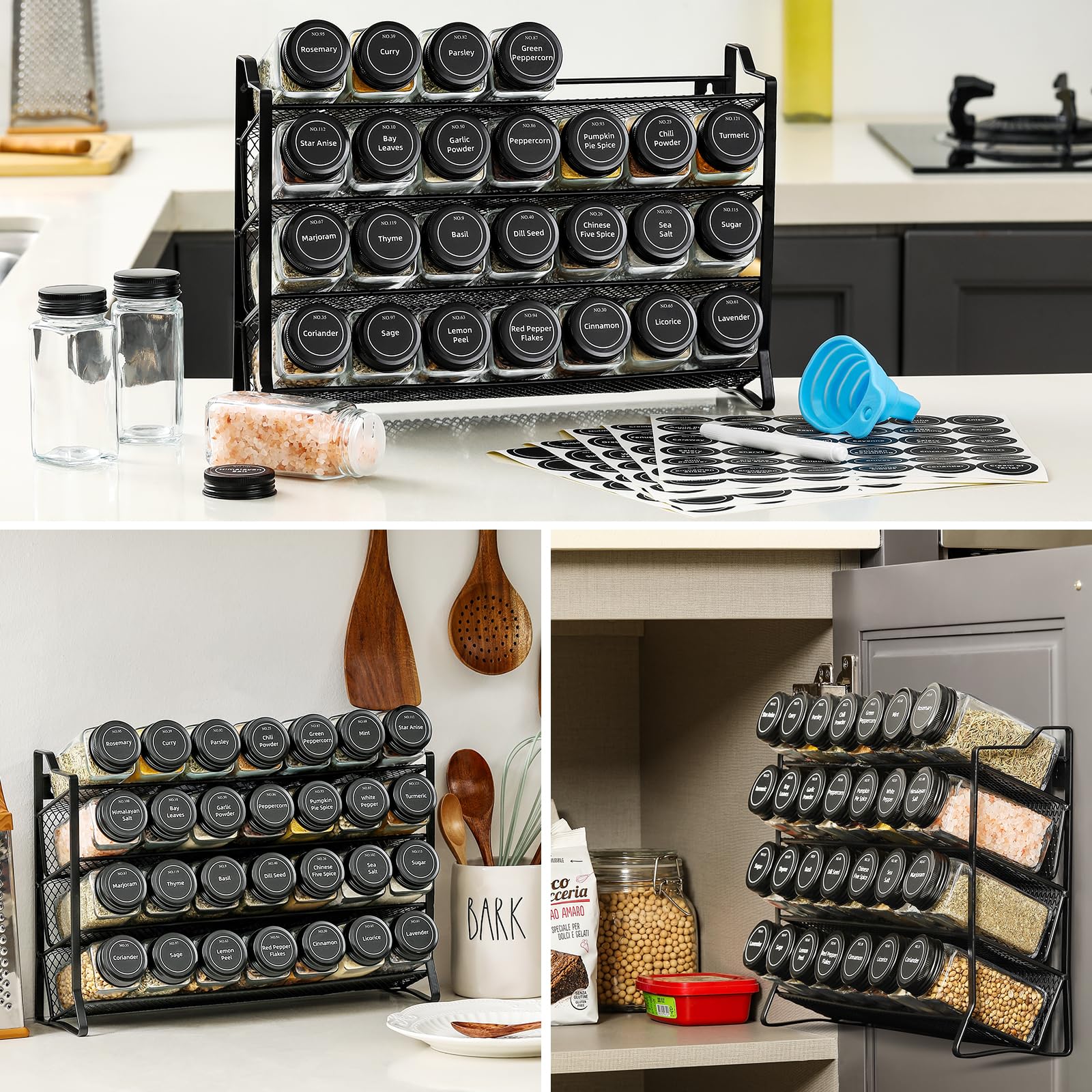 AOZITA compact spice storage keeps counters tidy and organized.