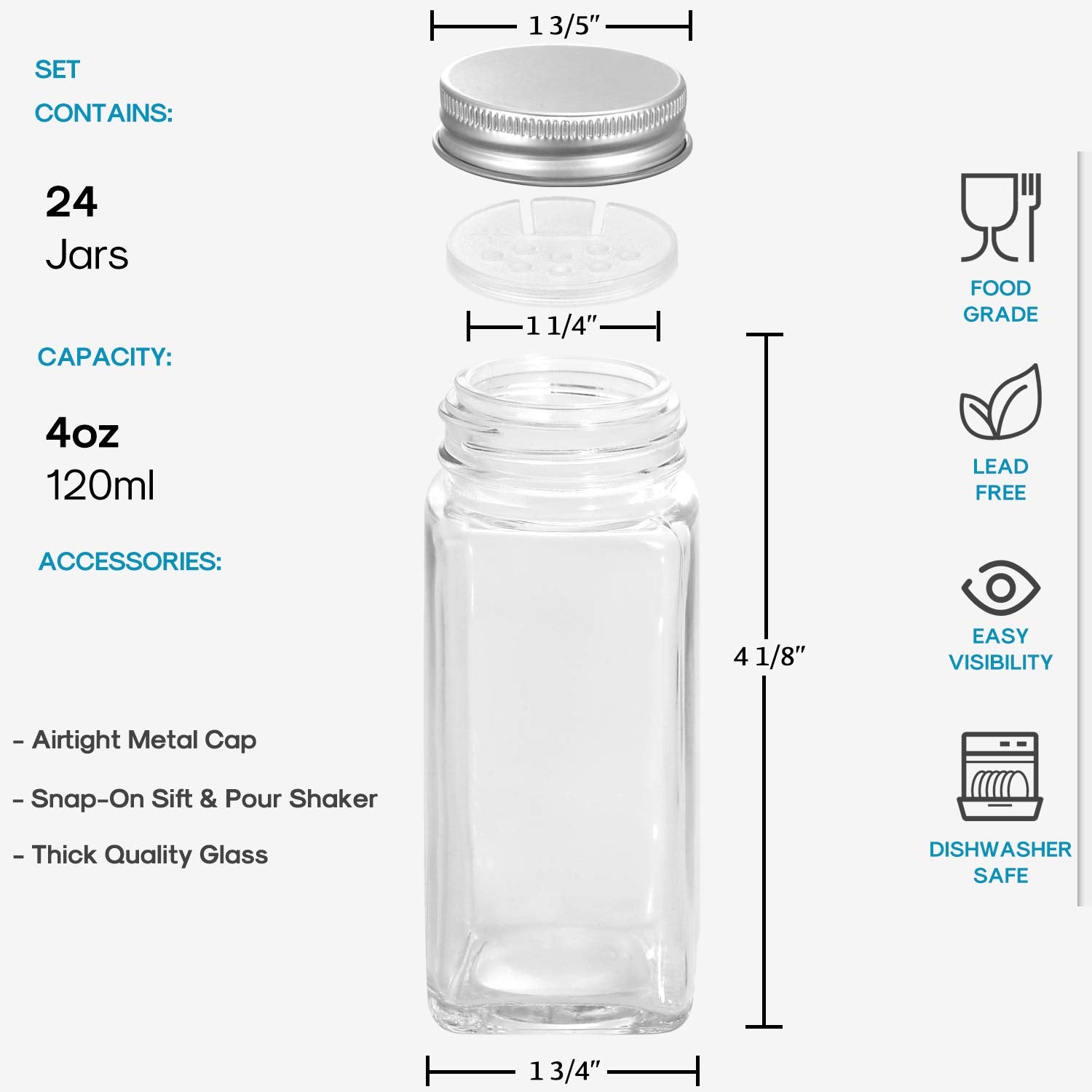 AOZITA square glass jars provide clear visibility and sleek kitchen organization.