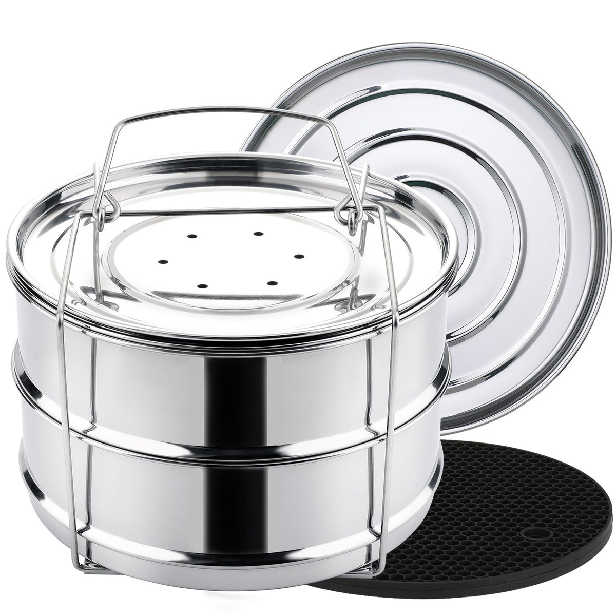 AOZITA stackable steamer insert assembly for pot-in-pot cooking and multi-dish steaming