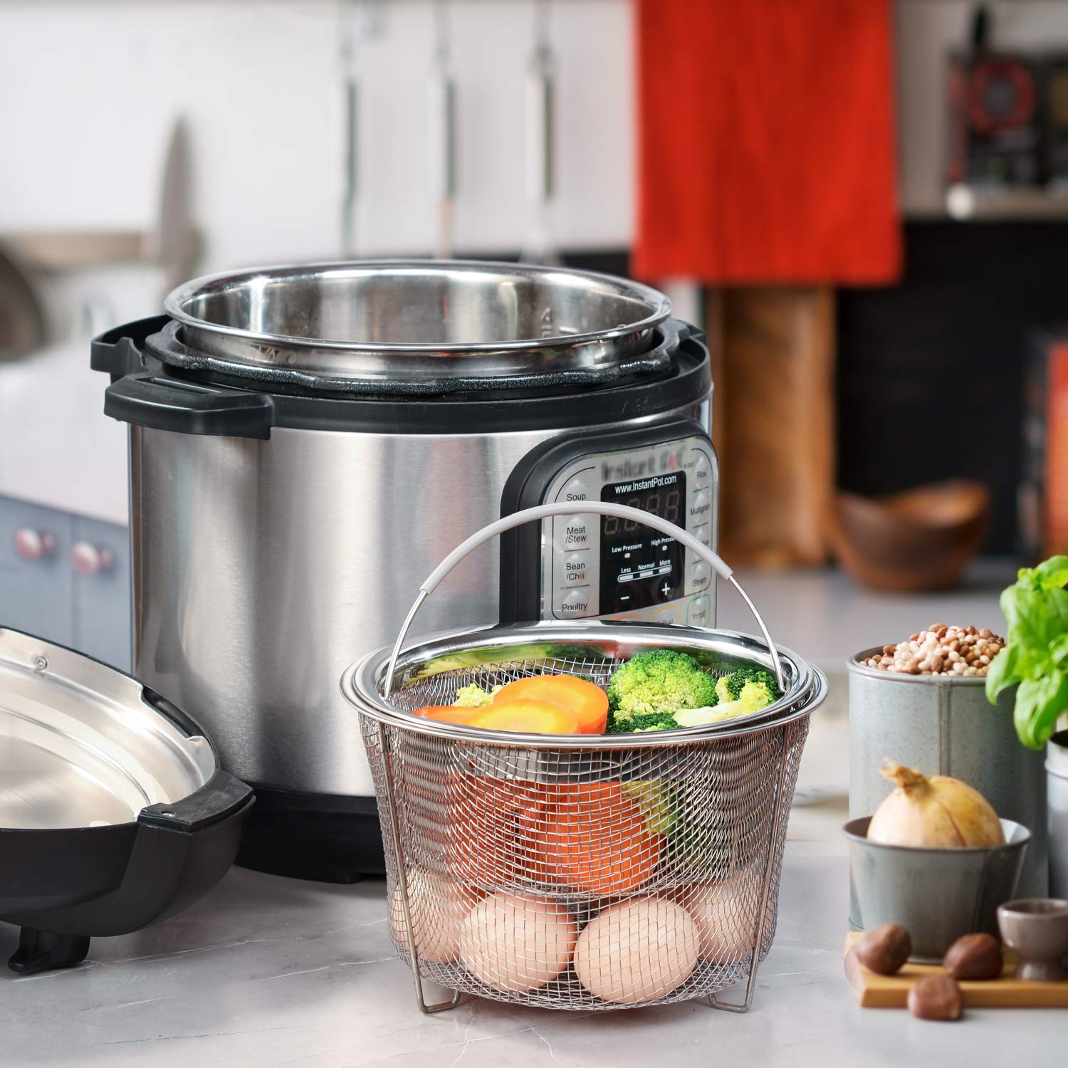 Dishwasher-safe AOZITA steamer basket for simple cleanup