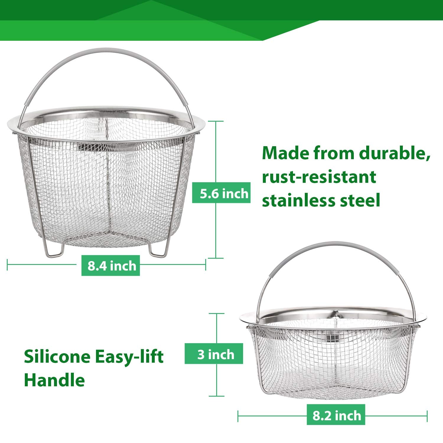AOZITA steamer basket with silicone handles for safe lifting
