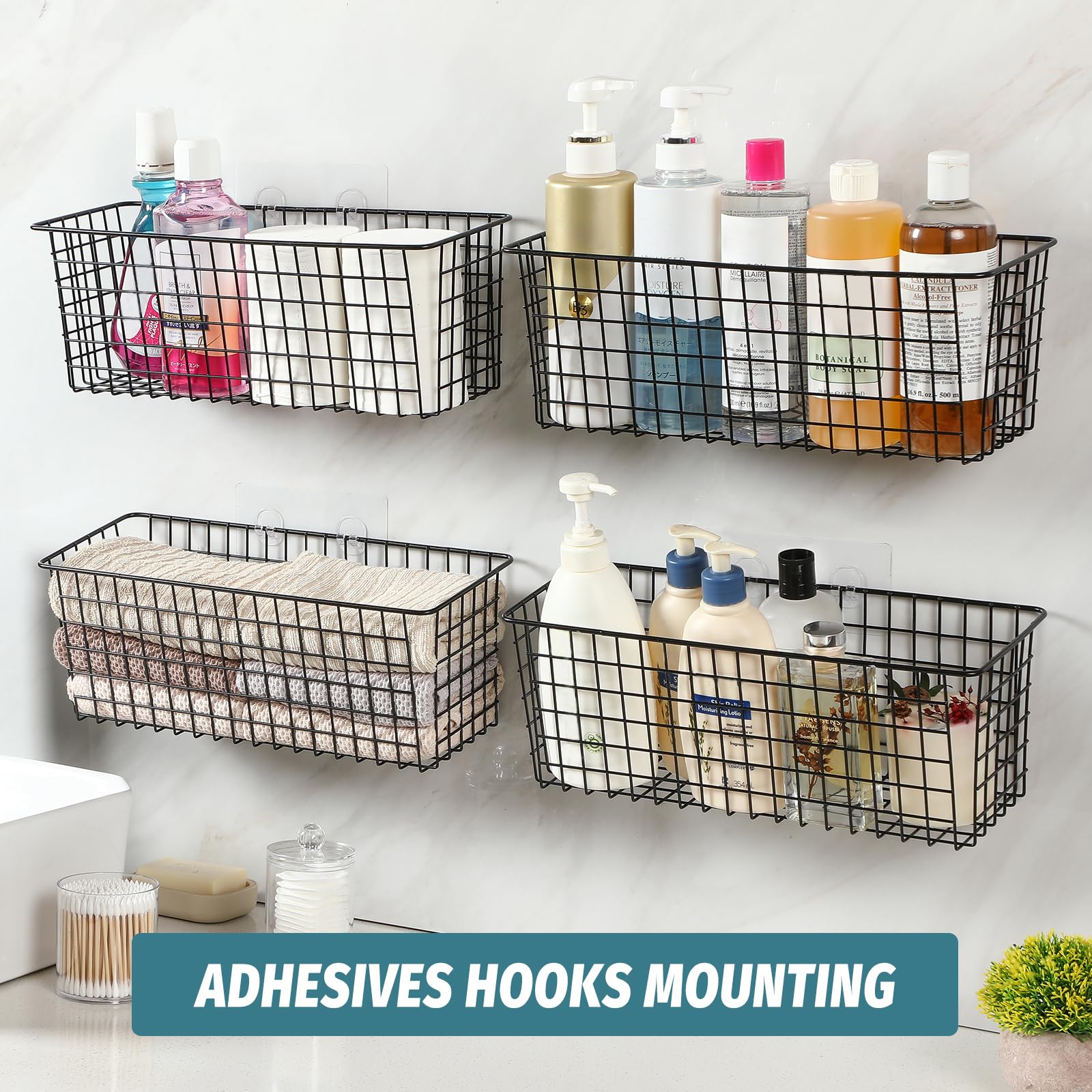 AOZITA sturdy four-basket set maximizes wall space.