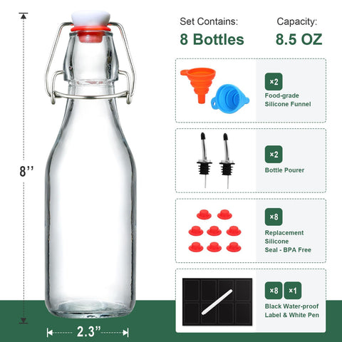AOZITA swing-top closure with stainless steel buckle for secure airtight sealing