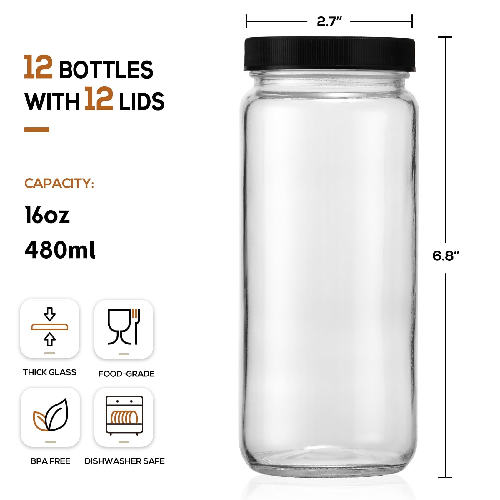 AOZITA wide-mouth bottle with stainless steel straw for smoothies