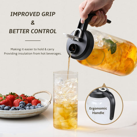 AOZITA wide-mouth glass pitcher designed for easy filling and cleaning
