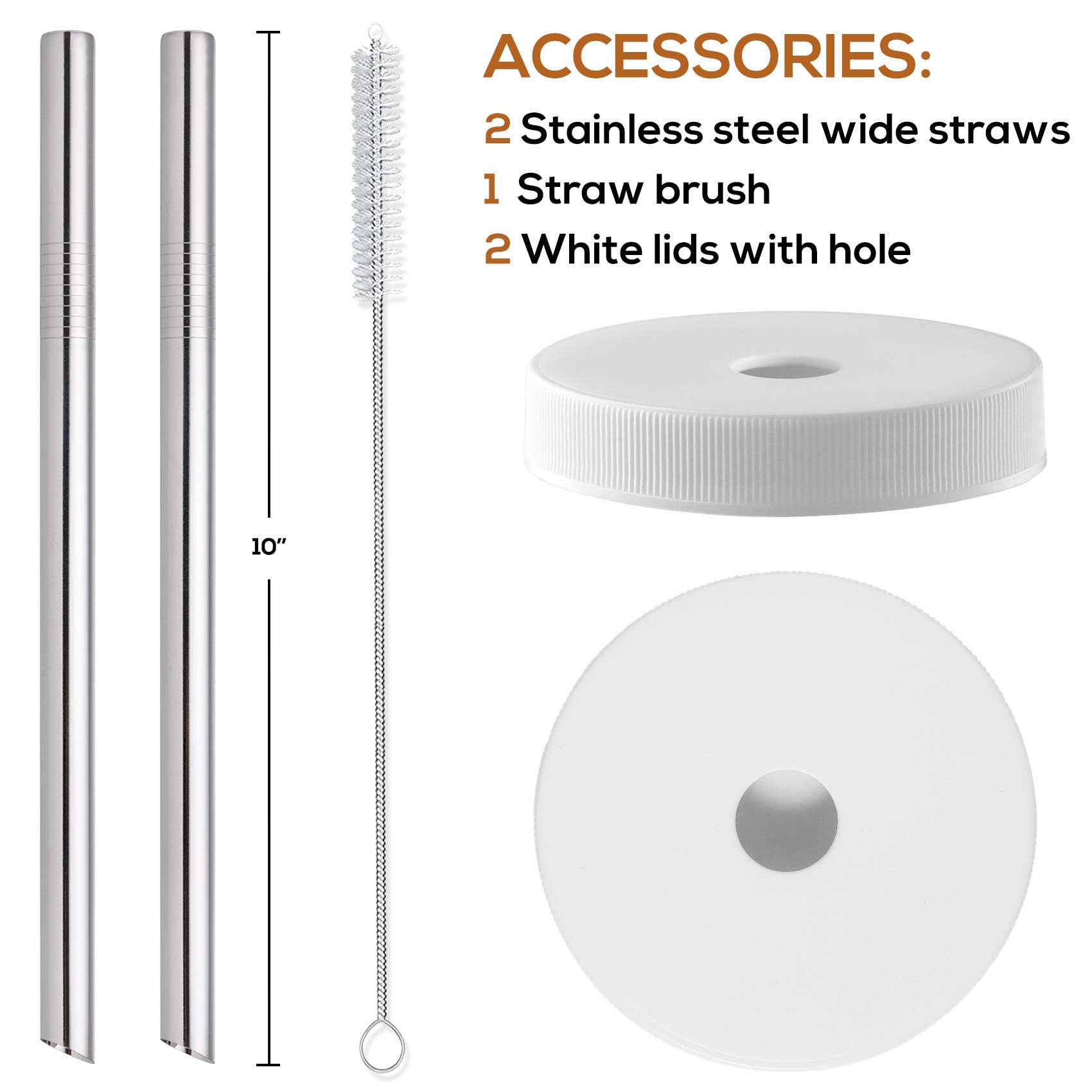 AOZITA wide stainless steel straws for thick smoothies and bubble tea.